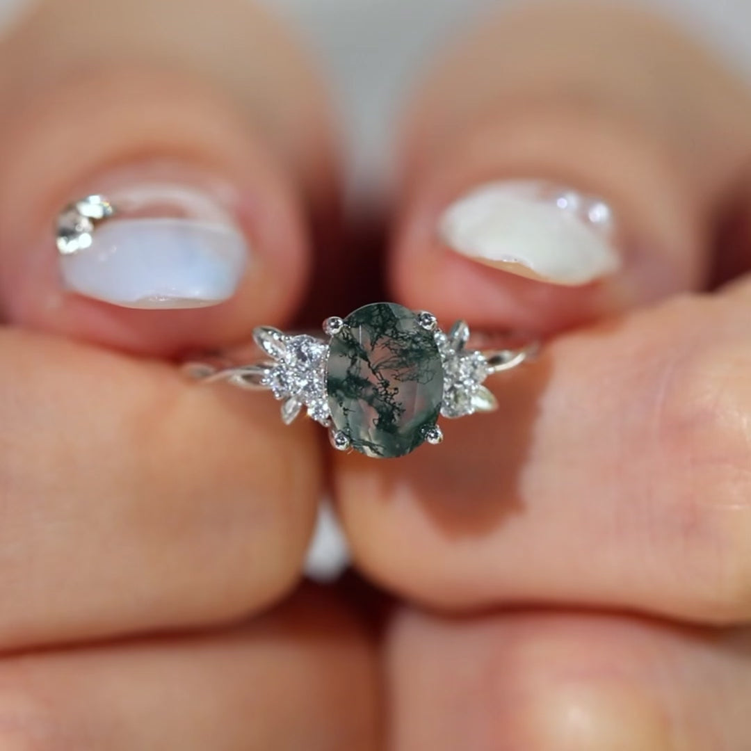 Silver Semi Precious Emerald OSS Ring