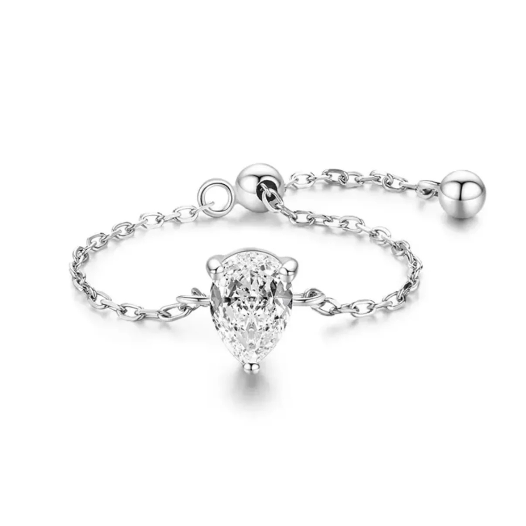 Dainty Oval Cut Solitaire Ring – 925 Sterling Silver