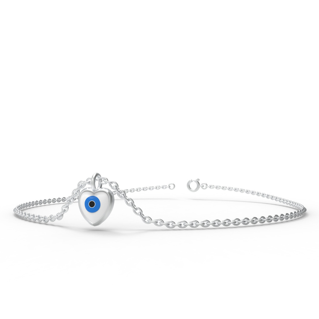 925 Sterling Silver Evil Eye Anklet – Adjustable Nazar Protection