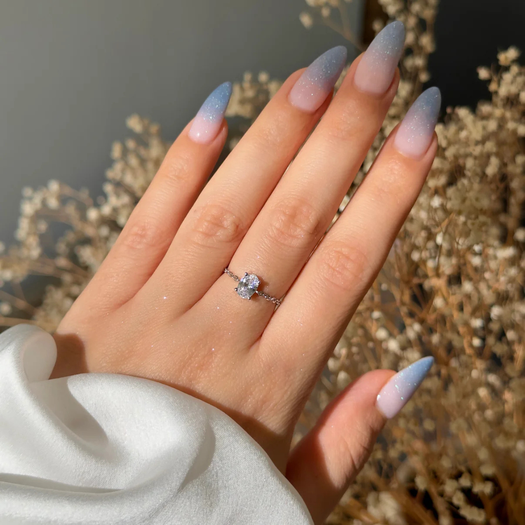 Dainty Oval Cut Solitaire Ring – 925 Sterling Silver