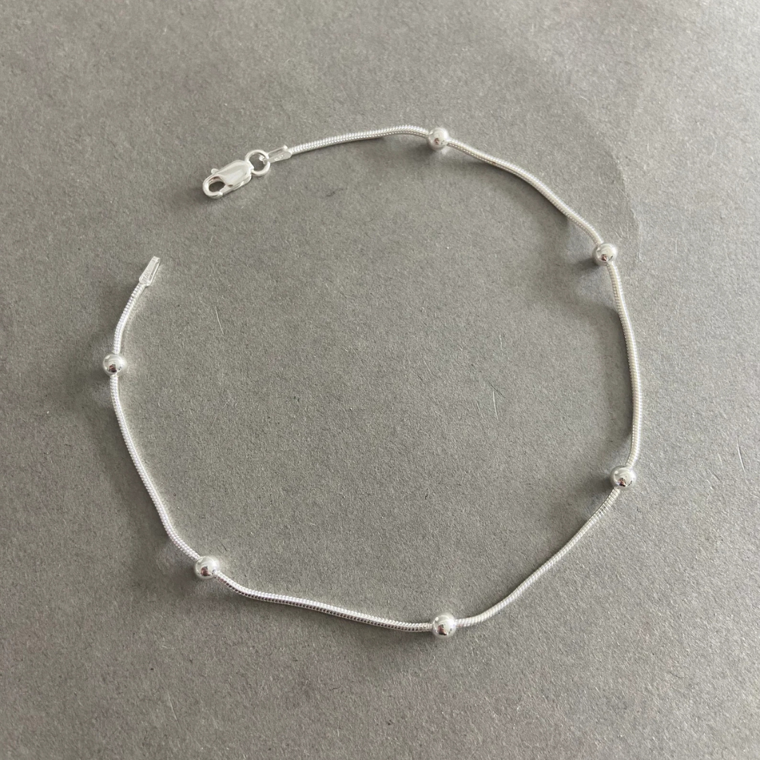 Silver Bead Chain Anklet