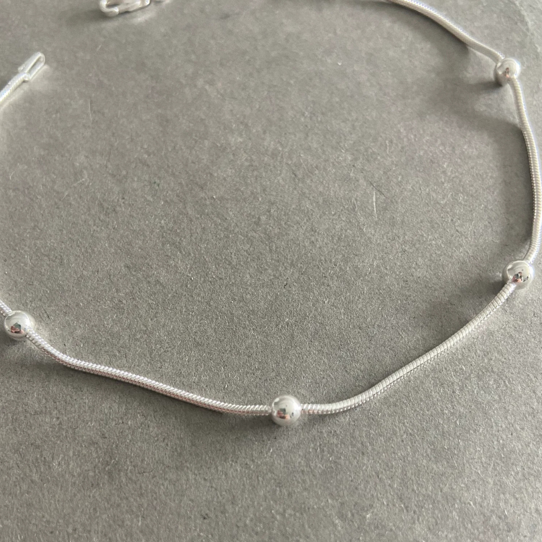 Silver Bead Chain Anklet