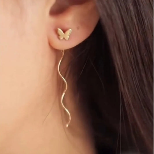 Silver Gold Butterfly chain Earring