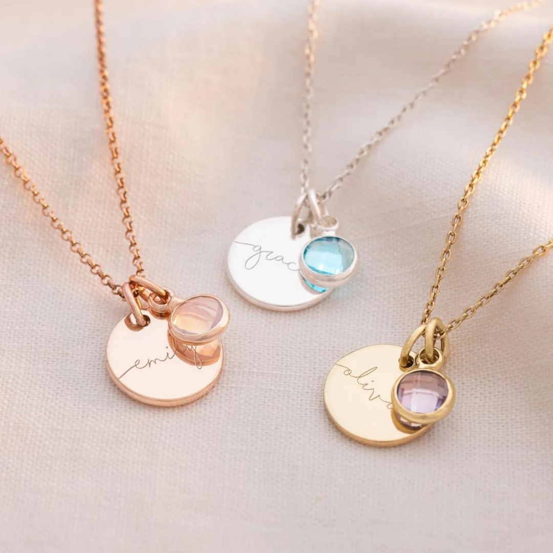 Personalised Birthstone Name Pendant – Rose Gold Plated | 925 Silver