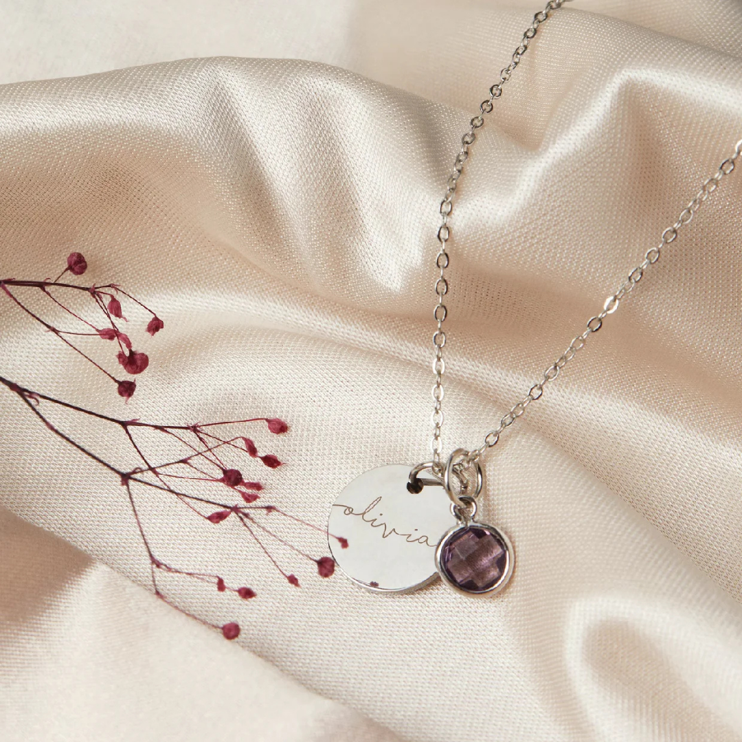 Personalised Birthstone Name Pendant – Rose Gold Plated | 925 Silver