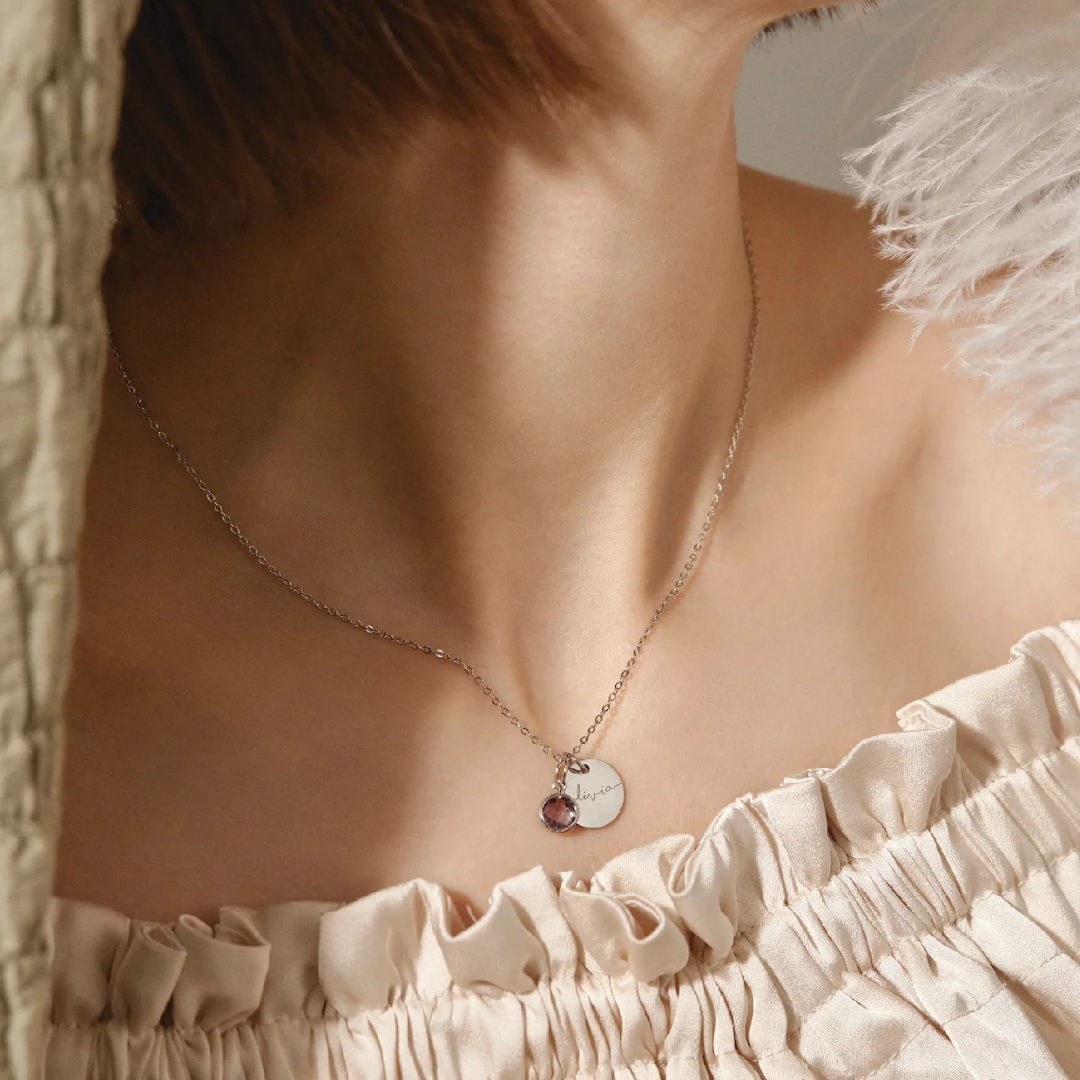 Personalised Birthstone Name Pendant – Rose Gold Plated | 925 Silver