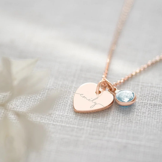 Personalised Birthstone Name Pendant – Rose Gold Plated | 925 Silver