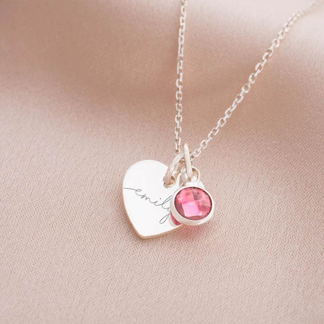Personalised Birthstone Name Pendant – Rose Gold Plated | 925 Silver