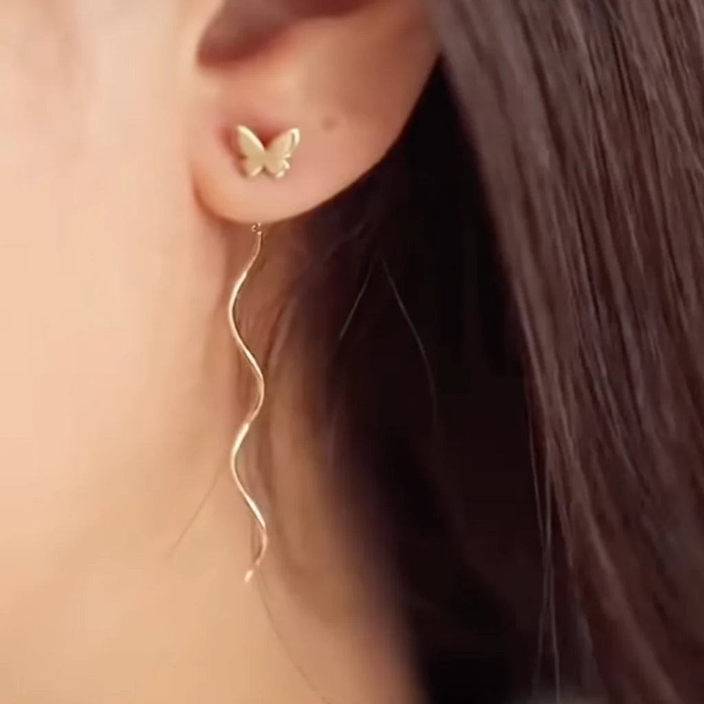 Silver Gold Butterfly chain Earring