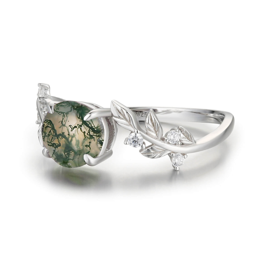 Silver Semi Precious Emerald Round Ring