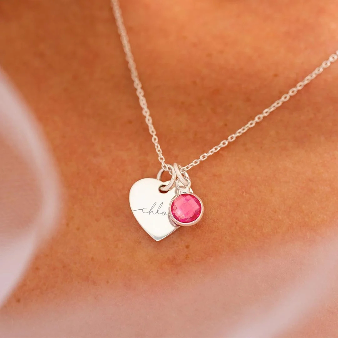 Personalised Birthstone Name Pendant – Rose Gold Plated | 925 Silver