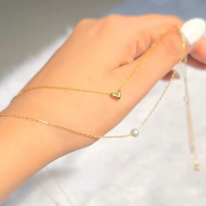 Silver Gold Pearl and Heart Pendant