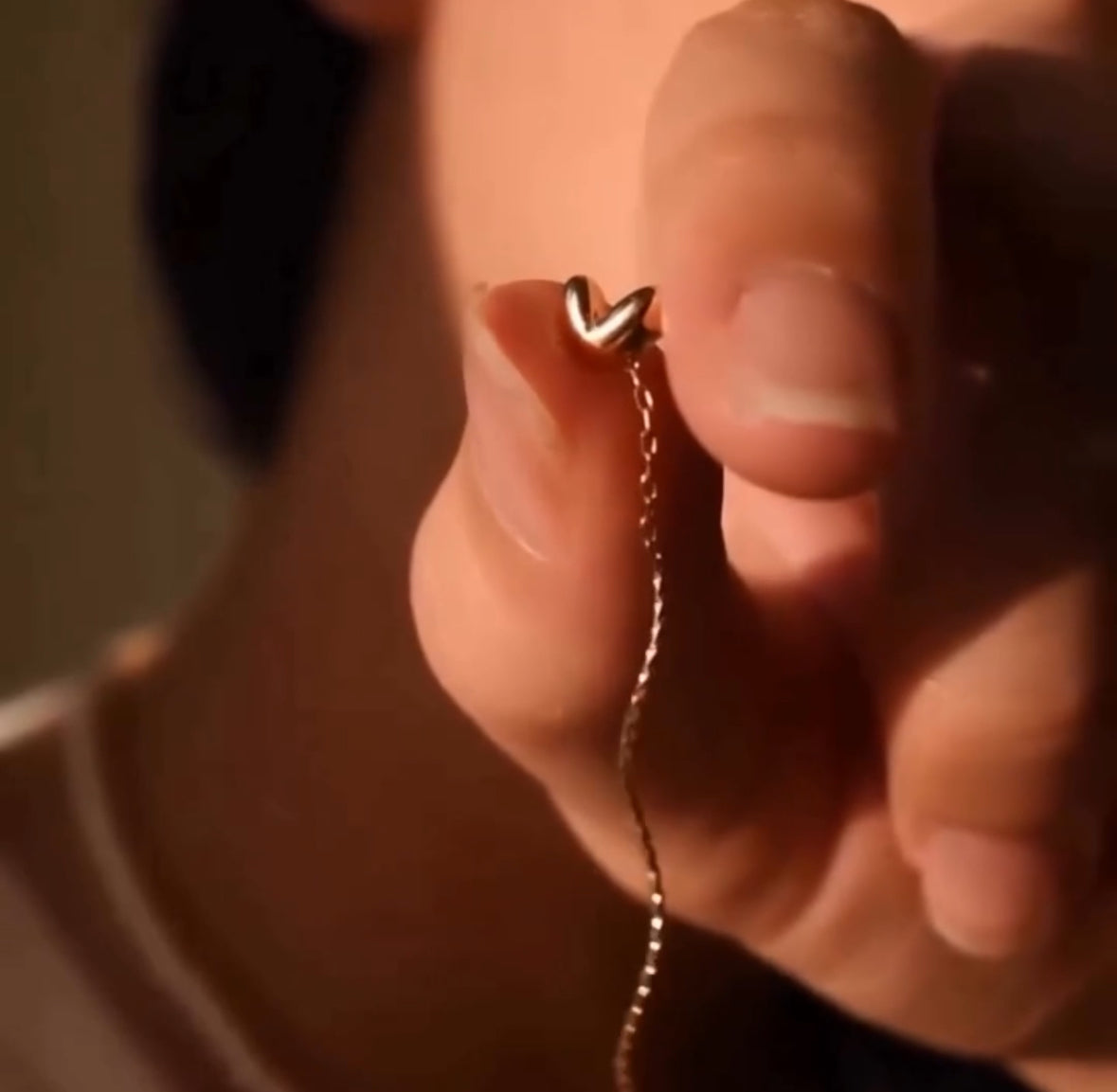 Silver Gold Heart chain Earring