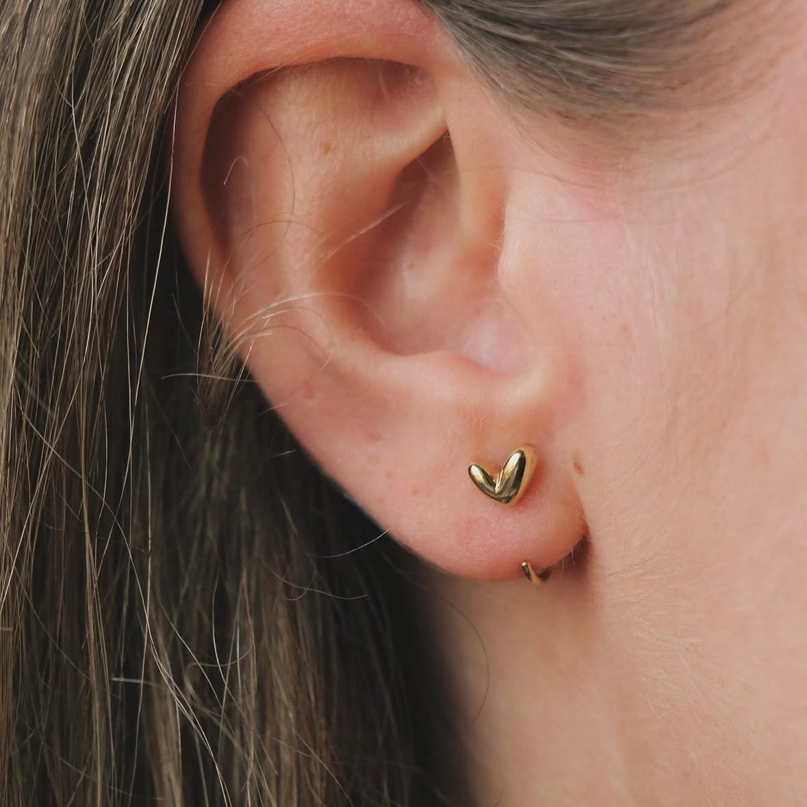 Silver Heart Moss Earring