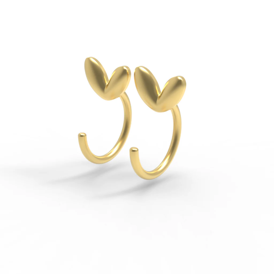 Sterling Silver Tiny Heart Hoop Earrings