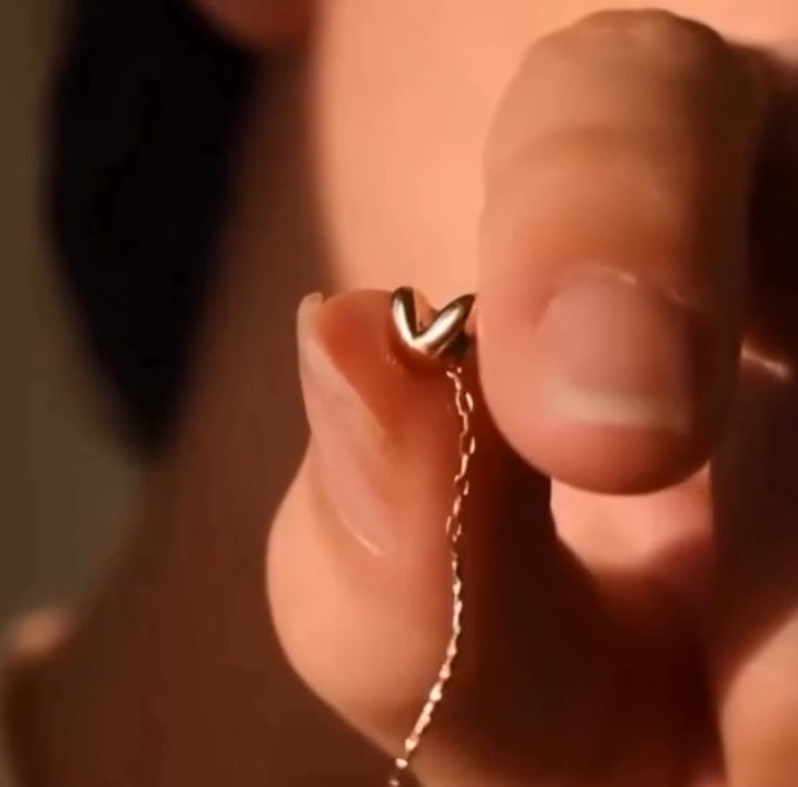 Silver Gold Heart chain Earring