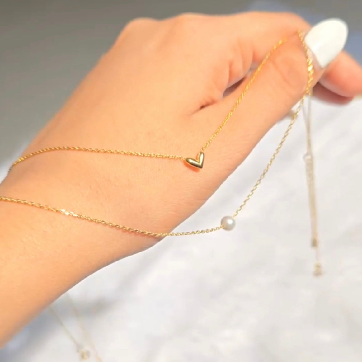 Silver Gold Pearl and Heart Pendant