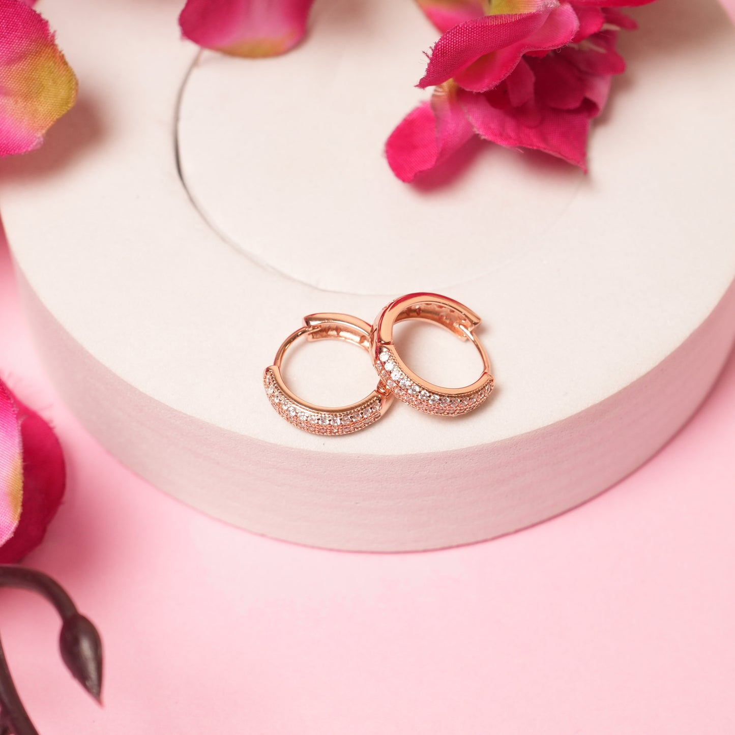 Silver Diamond Hoop Earring