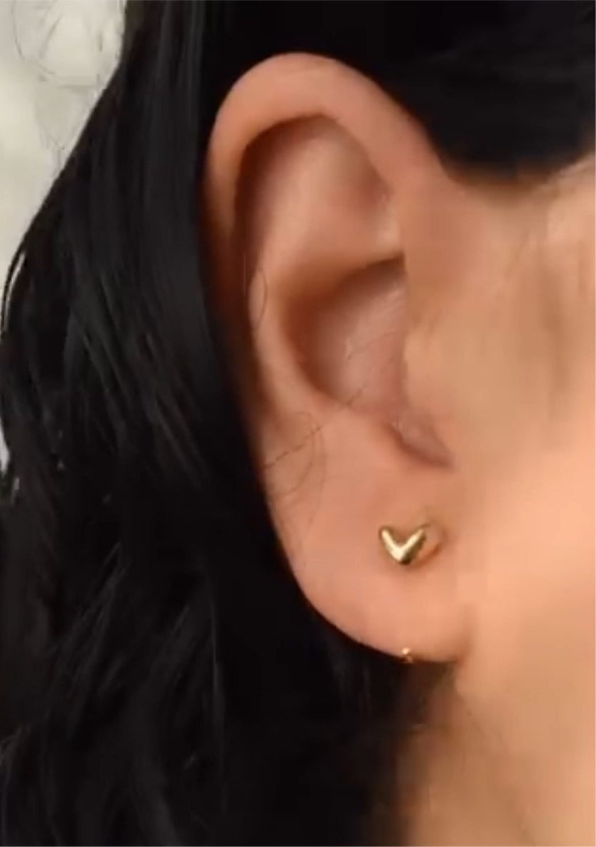 Silver Heart Moss Earring