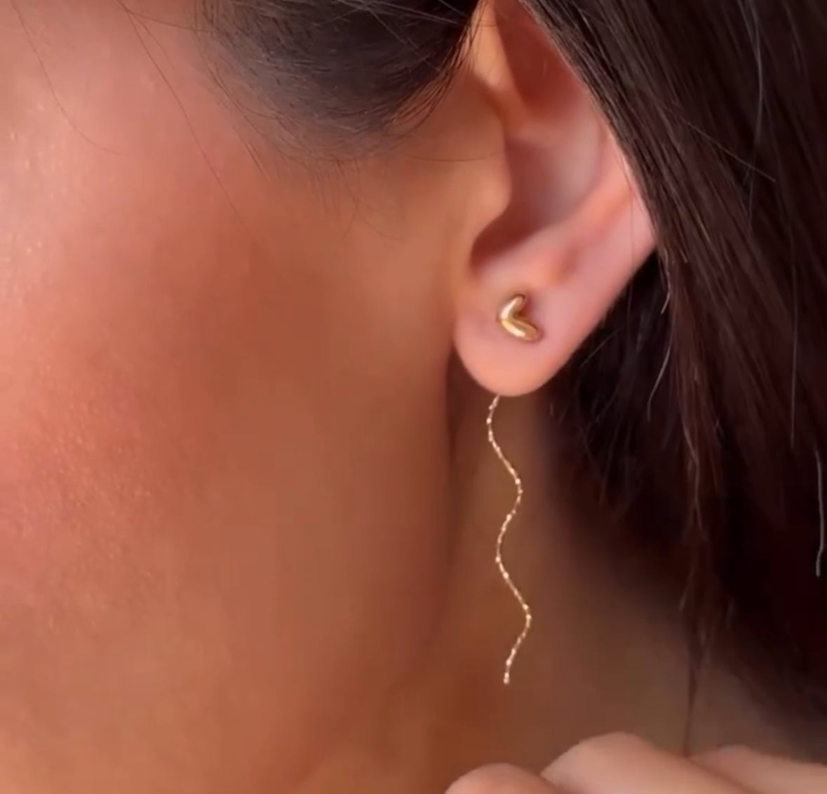 Silver Gold Heart chain Earring