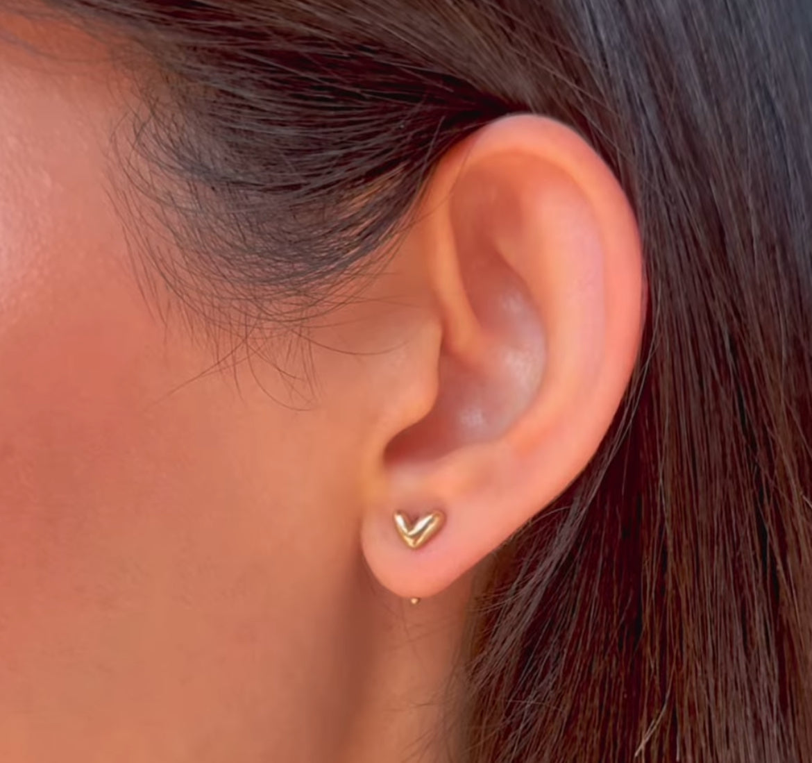 Silver Heart Moss Earring