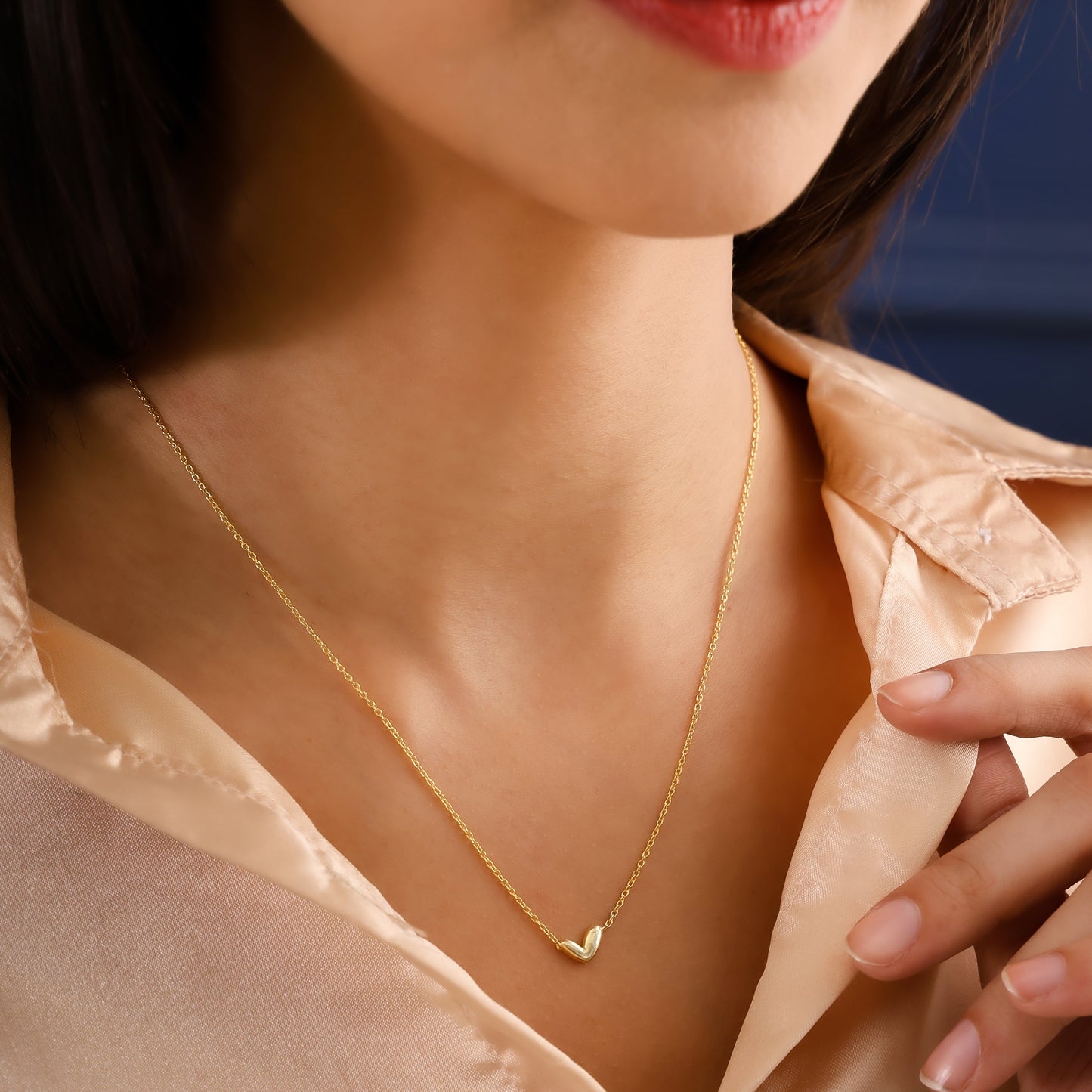 925 Sterling Silver Minimal Heart Pendant Necklace