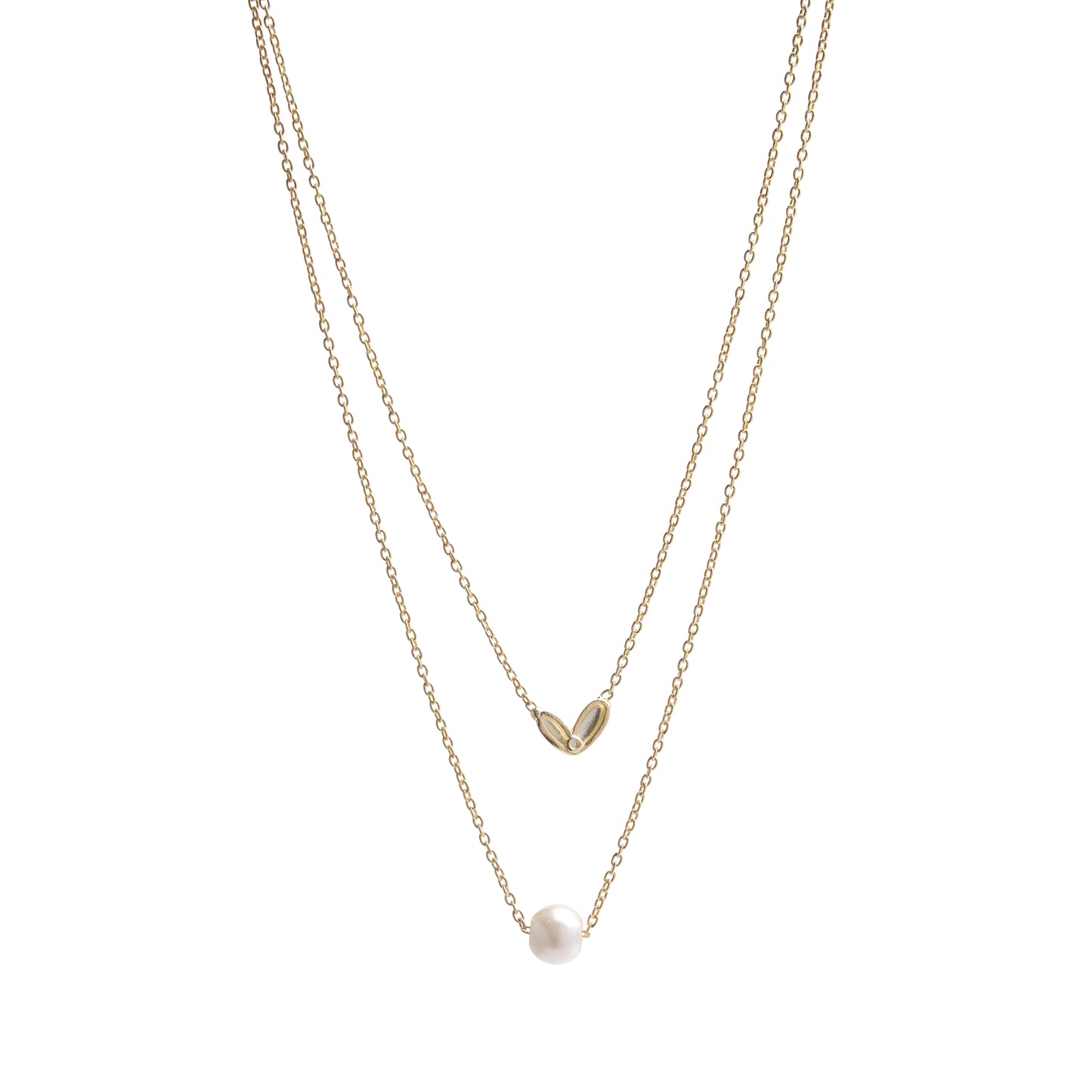 Silver Gold Pearl and Heart Pendant