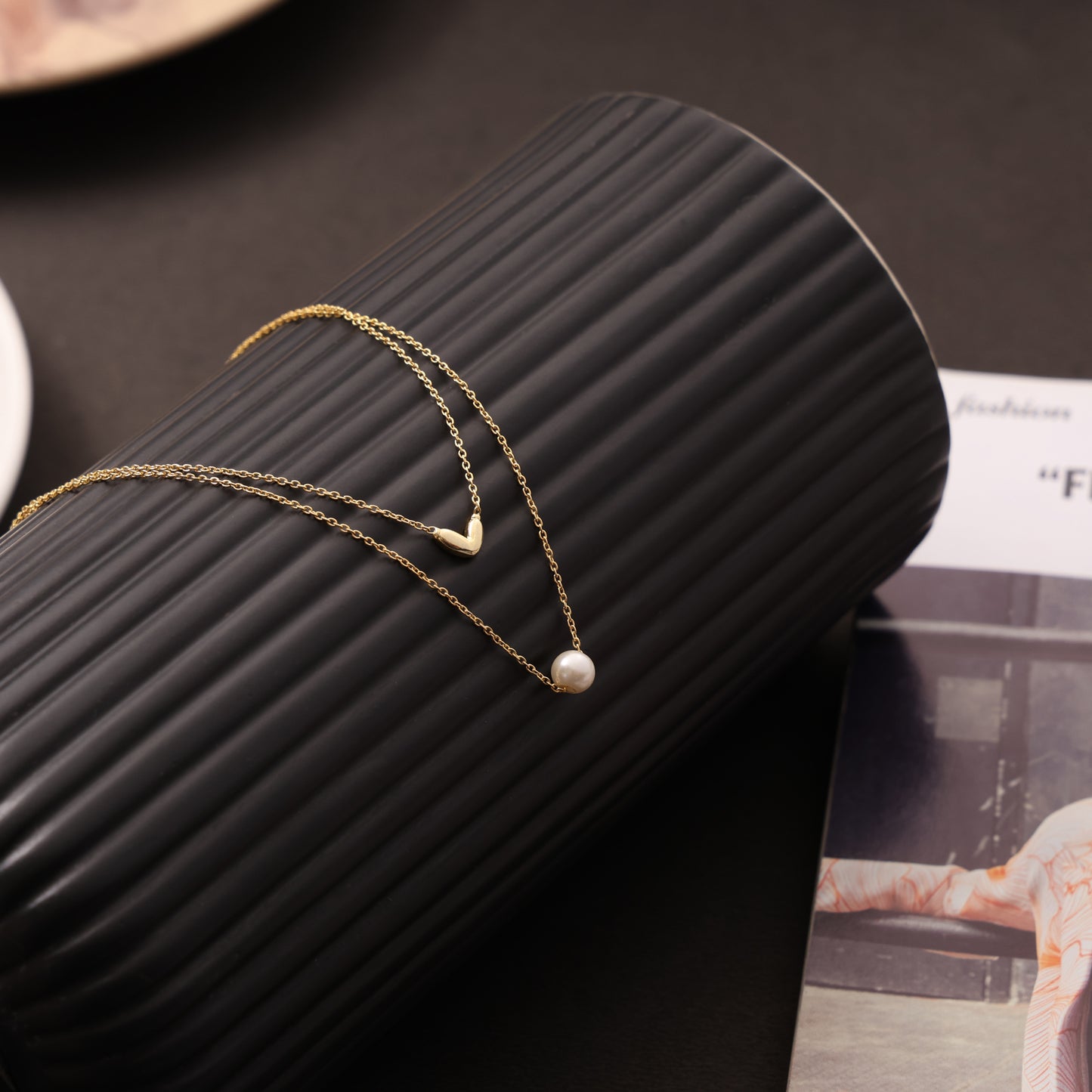 Silver Gold Pearl and Heart Pendant