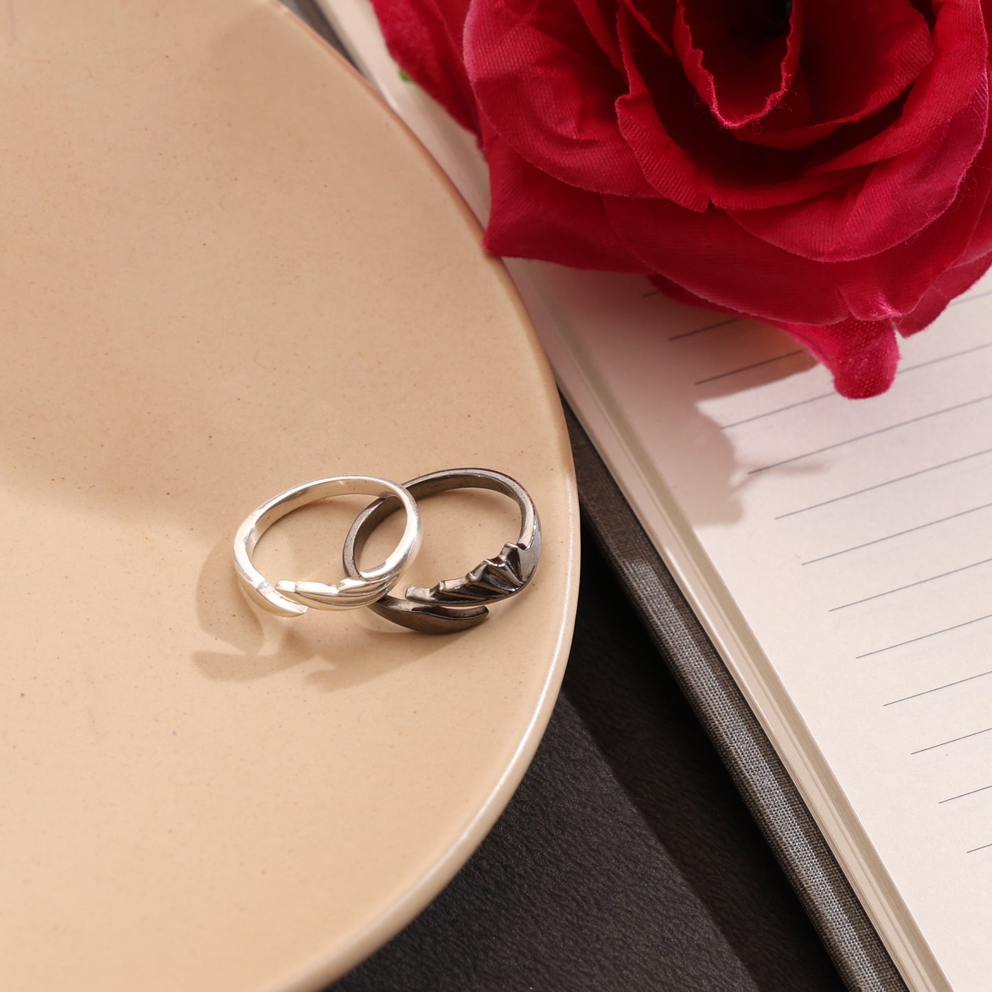 Silver Dragon Wings Couple Ring Pair