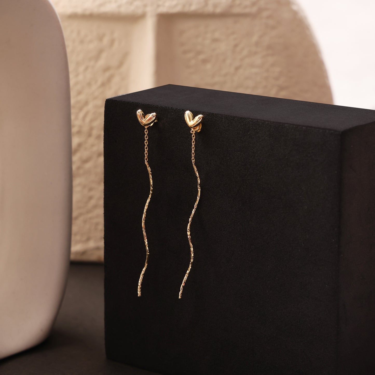 Silver Gold Heart chain Earring