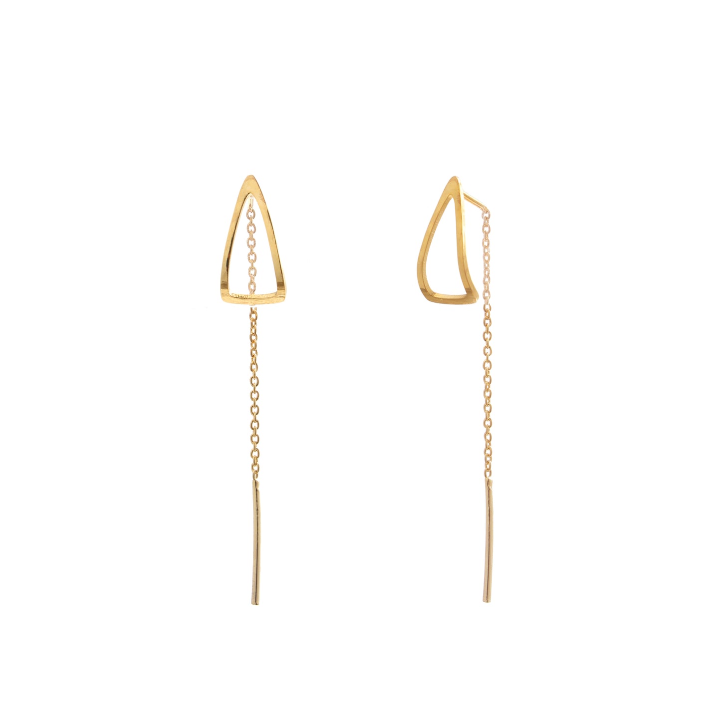Drop Threader Earrings – 925 Sterling Silver with Gold Plating