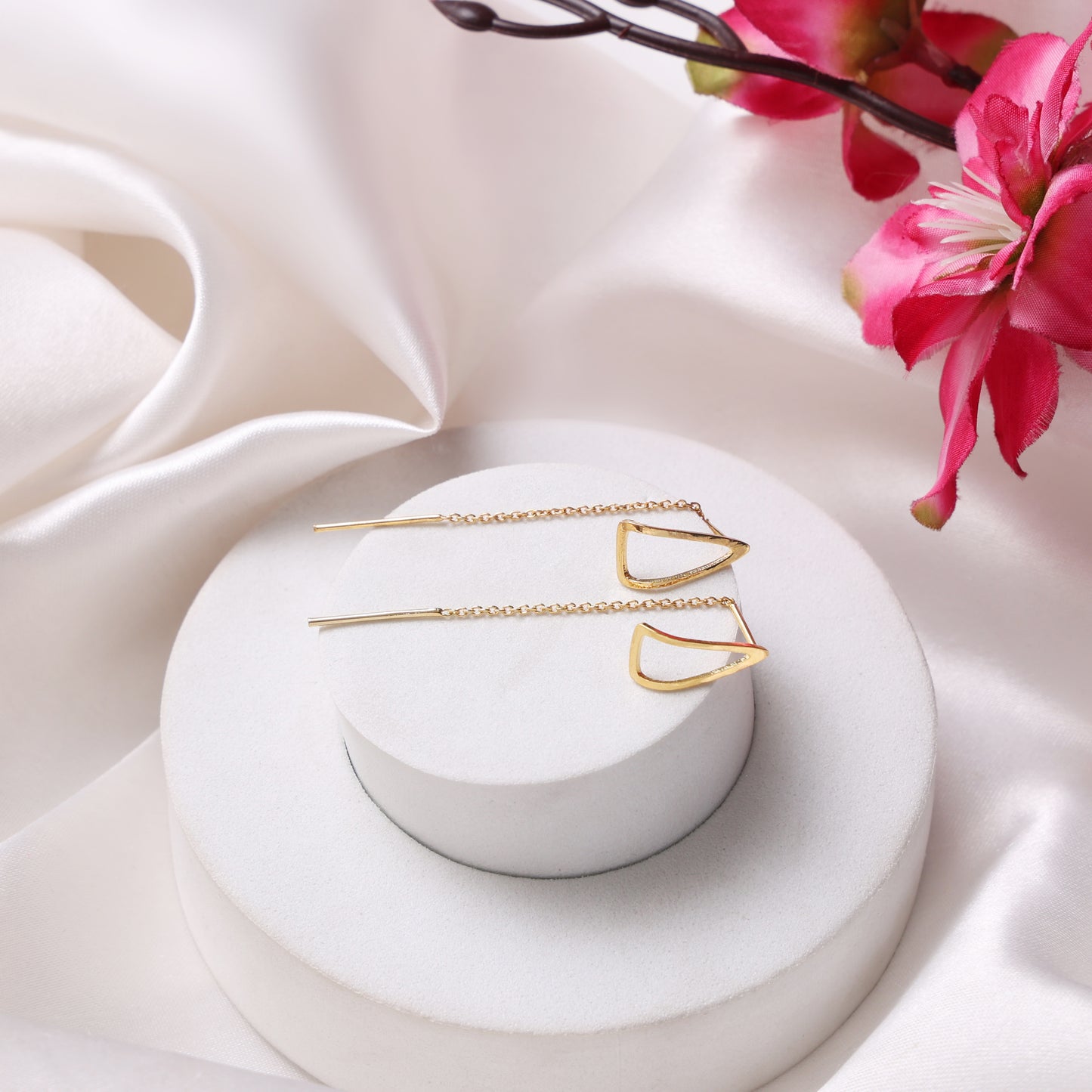 Drop Threader Earrings – 925 Sterling Silver with Gold Plating