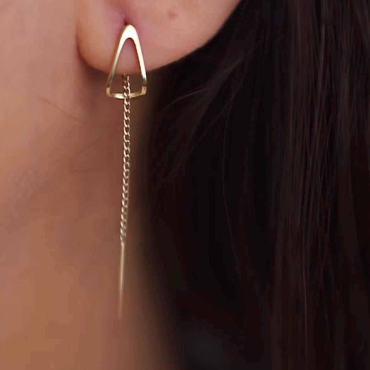 Drop Threader Earrings – 925 Sterling Silver with Gold Plating