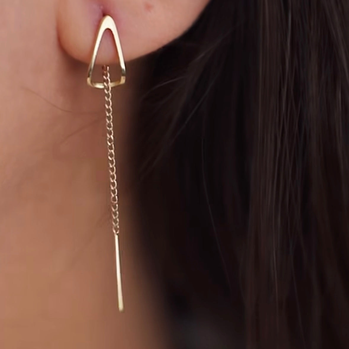 Drop Threader Earrings – 925 Sterling Silver with Gold Plating