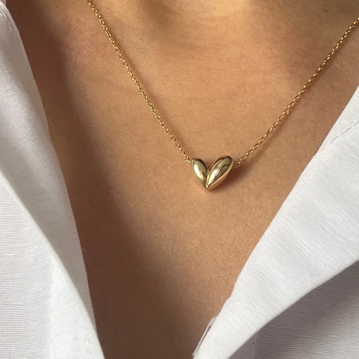 925 Sterling Silver Minimal Heart Pendant Necklace