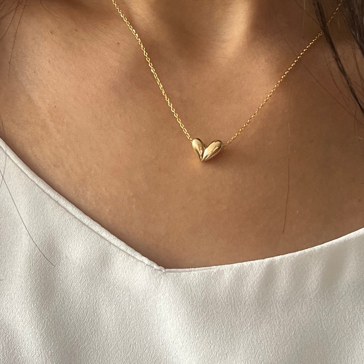 925 Sterling Silver Minimal Heart Pendant Necklace