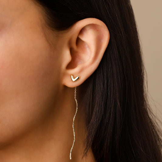 Silver Gold Heart chain Earring