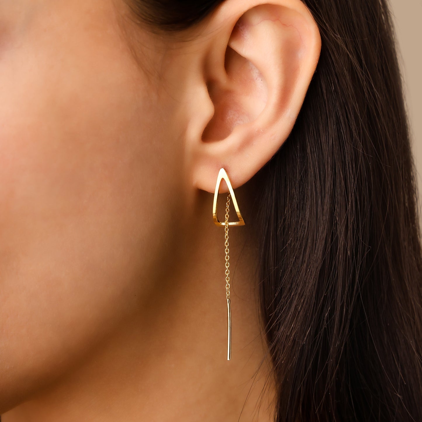 Drop Threader Earrings – 925 Sterling Silver with Gold Plating