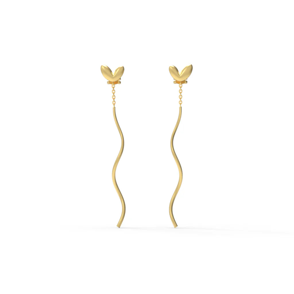 Silver Gold Heart chain Earring