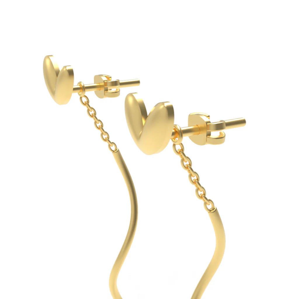 Silver Gold Heart chain Earring